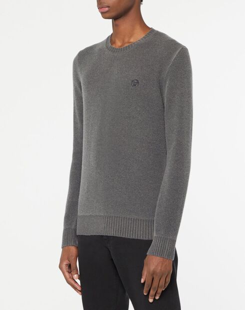 Pull en Laine mélangée Geo gris foncé