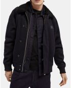 Blouson Aviateur en Laine mélangée bleu marine