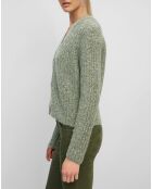 Gilet en Coton, Laine & Alpaga mélangés grosse maille chiné vert foncé