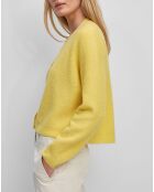 Gilet en Alpaga & Laine mélangés 3 Boutons jaune