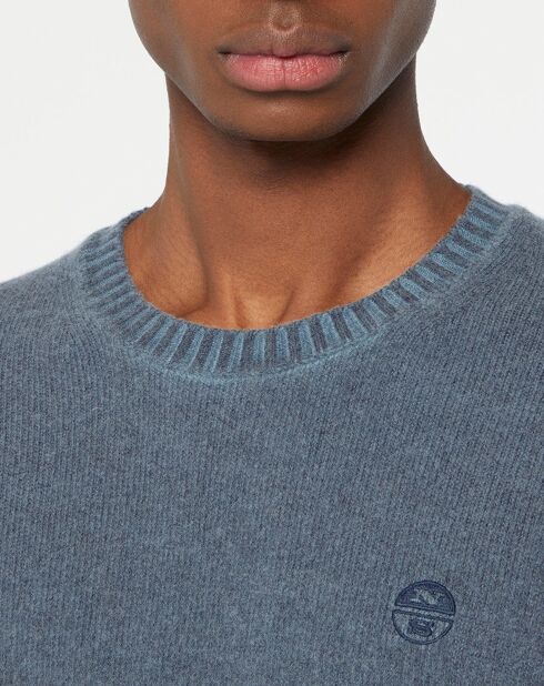 Pull en Laine mélangée Geo bleu