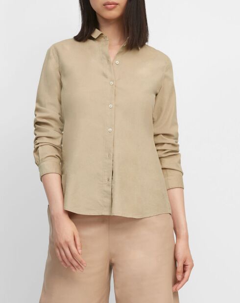 Chemise en Velours côtelé fin Milleraies beige