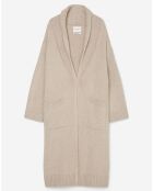 Gilet long en Laine vierge mélangée beige moyen