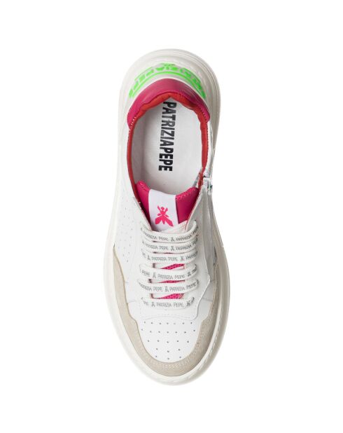 Sneakers en Cuir Gemma blanc/fuchsia