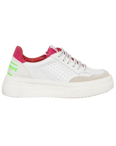 Sneakers en Cuir Gemma blanc/fuchsia