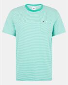 Pocket-T-Shirt aus 100% Bio-Baumwolle mit feinen grün/weißen Streifen