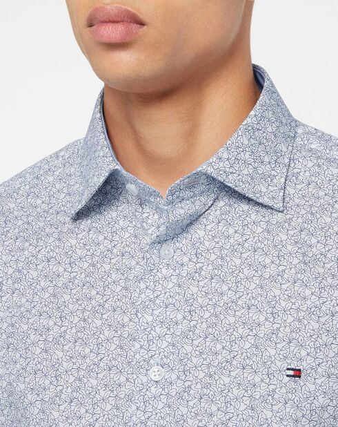 Camicia normale con stampa floreale bianca/blu