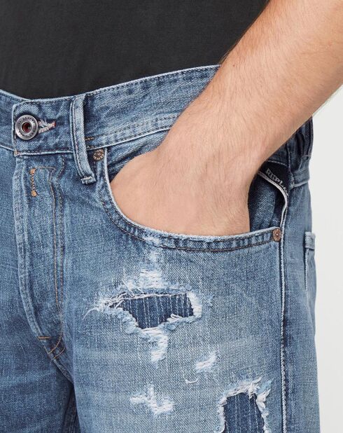 Jean Slim 100% Coton Bio Broken Eged Willbi bleu moyen