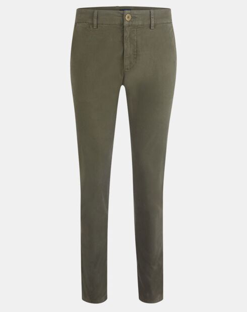Pantalon Chino Slim en Coton Bio Gabardine Stretch kaki
