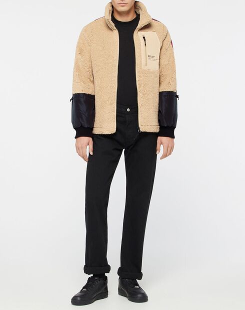 Chaqueta polar beige/negra