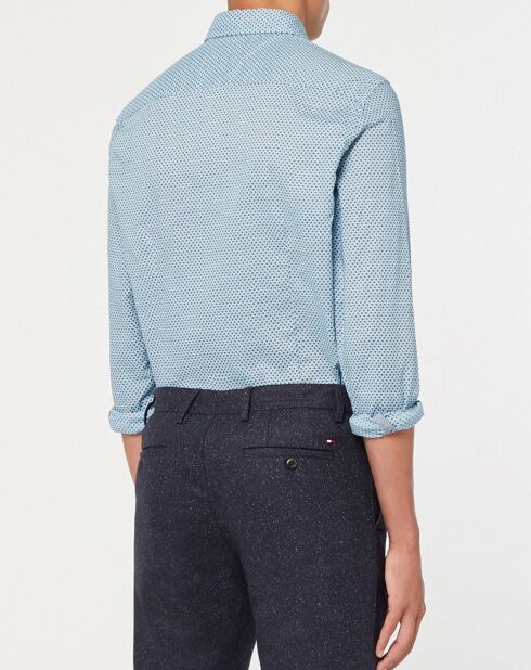 Camisa estampada azul Oxford delgada