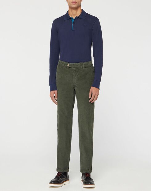 Pantalon Chino Droit en Velours kaki