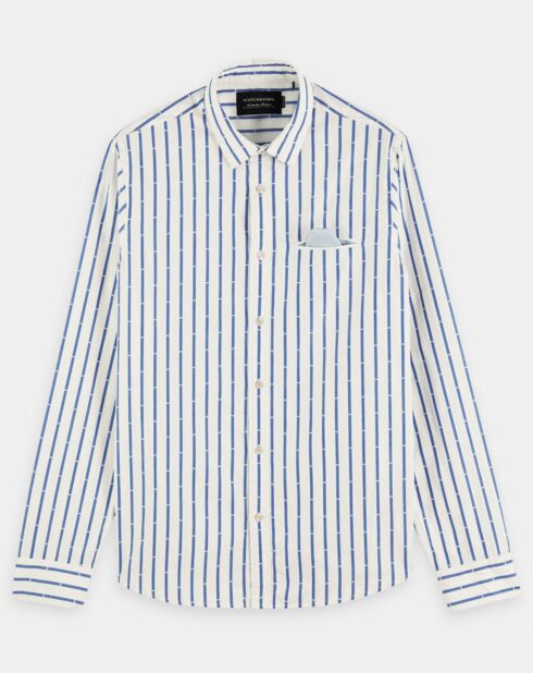 Chemise Rayée Pocket Rf blanc/bleu