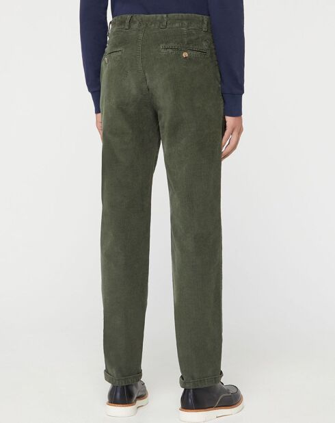 Pantalon Chino Droit en Velours kaki