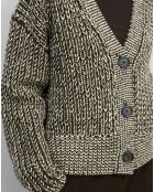 Gilet en Laine mélangée grosse maille marron/écru