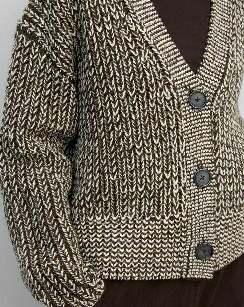 Gilet en Laine mélangée grosse maille marron/écru