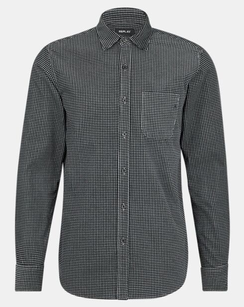 Camicia in velluto a coste con stampa grigia