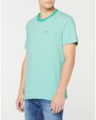 Pocket-T-Shirt aus 100% Bio-Baumwolle mit feinen grün/weißen Streifen