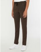 Pantalon Slim Smart Business imprimé chevrons marron