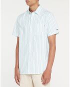 Regular Seersucker shirt met groen/witte strepen