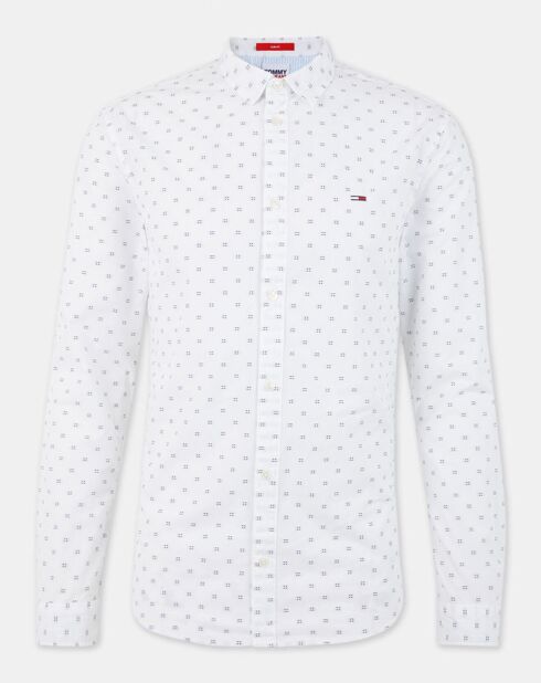 Camisa delgada Dobby blanca estampada