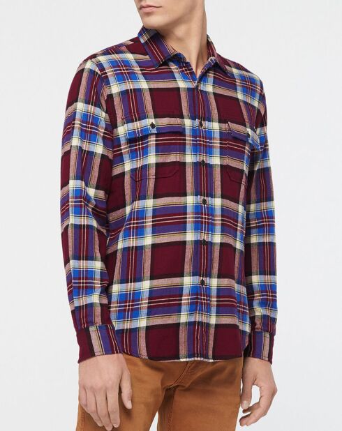 Chemise Slim Fit à grands carreaux bordeaux/bleu