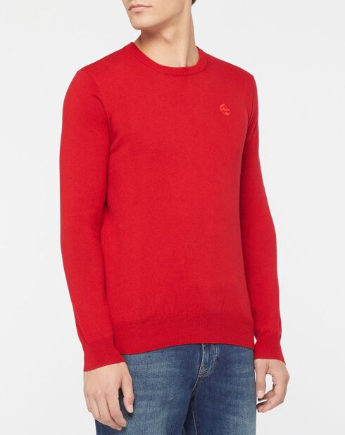 Pull en Coton Bio & Laine col rond rouge