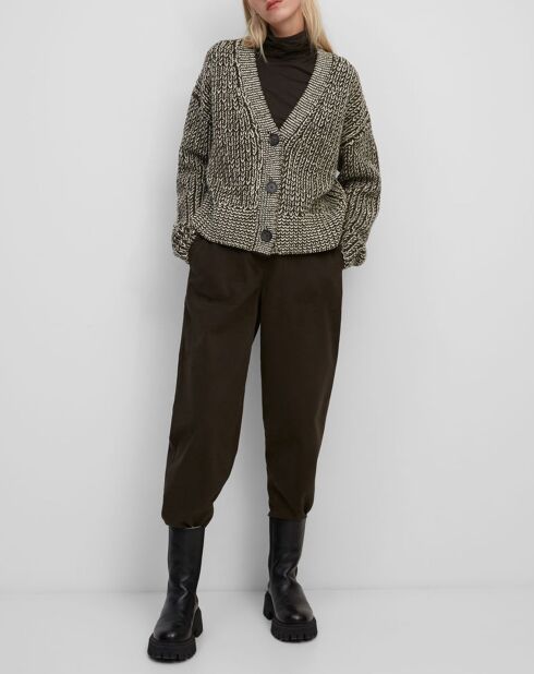 Gilet en Laine mélangée grosse maille marron/écru