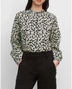 Blouse en Coton bio à fleurs noir/écru