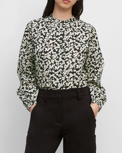 Blouse en Coton bio à fleurs noir/écru