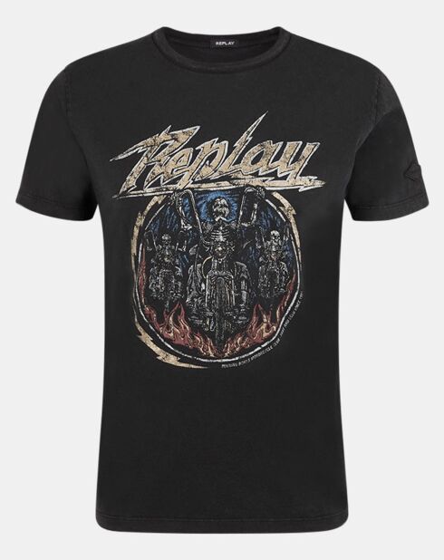 T-Shirt Biker Skull noir