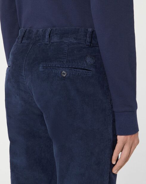 Pantalon Chino Droit en Velours bleu marine