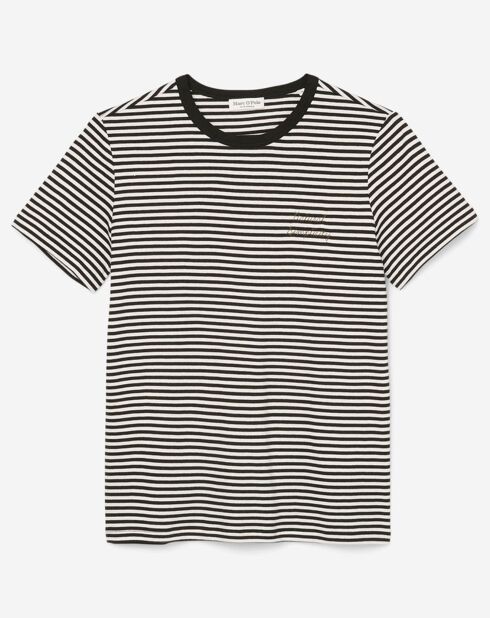 T-Shirt en Coton à rayures noir/blanc