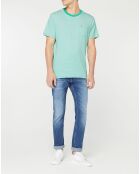 Pocket-T-Shirt aus 100% Bio-Baumwolle mit feinen grün/weißen Streifen