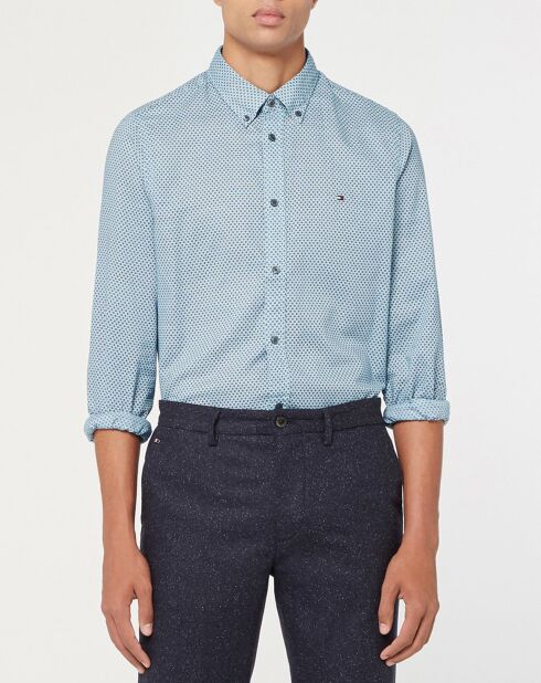 Camisa estampada azul Oxford delgada
