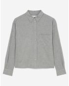 Chemise en Flanelle de Coton Boyfit gris moyen