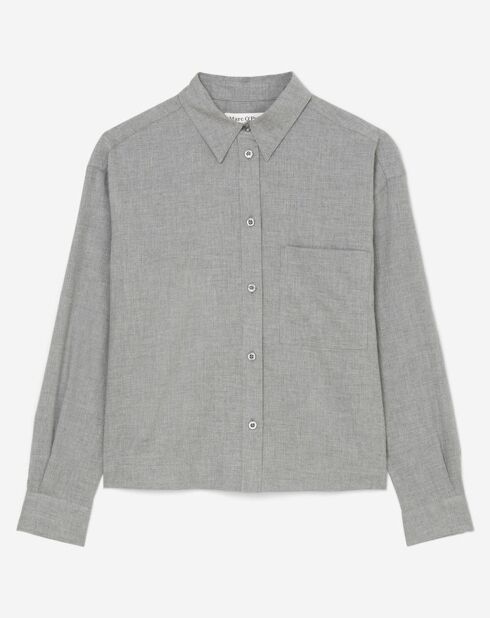 Chemise en Flanelle de Coton Boyfit gris moyen