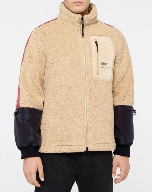 Chaqueta polar beige/negra