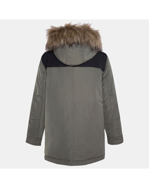 Parka mi-longue 2 en 1 veste sans manches amovible kaki