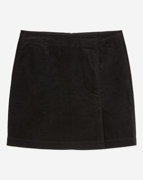 Jupe droite en Velours lisse noire