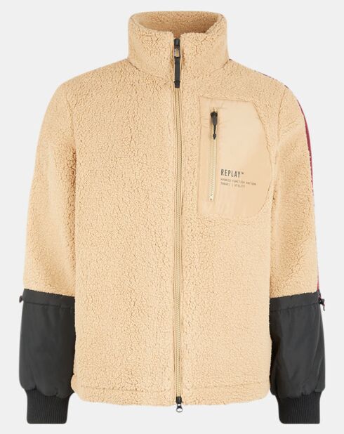 Giacca in pile beige/nera