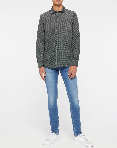 Camicia in velluto a coste con stampa grigia