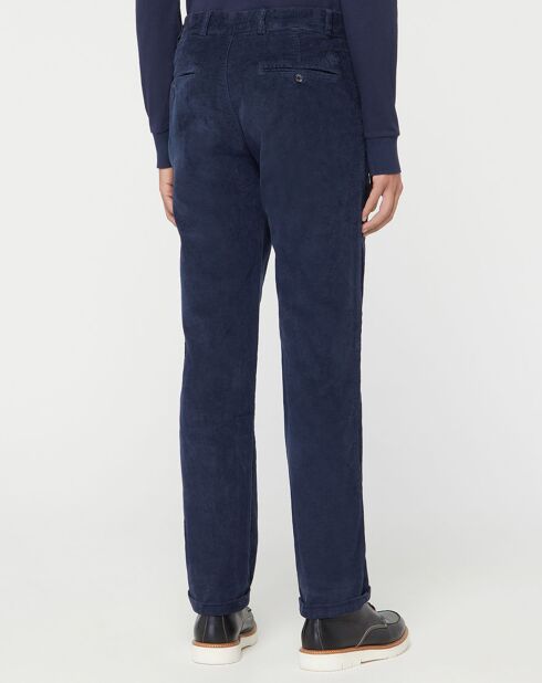 Pantalon Chino Droit en Velours bleu marine