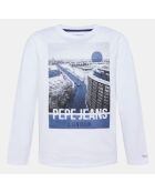 T-Shirt en Coton impression Londres blanc