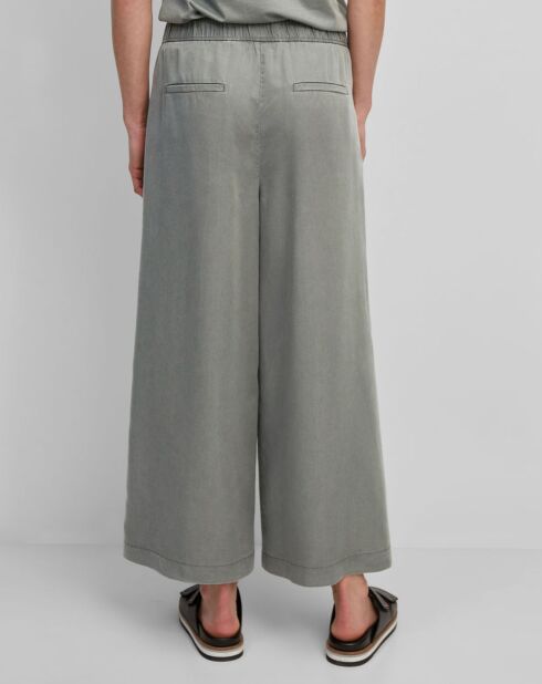 Pantalon ample à taille élastique vert de gris