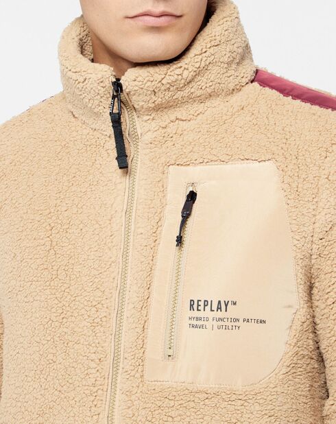 Chaqueta polar beige/negra