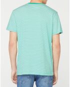 Pocket-T-Shirt aus 100% Bio-Baumwolle mit feinen grün/weißen Streifen