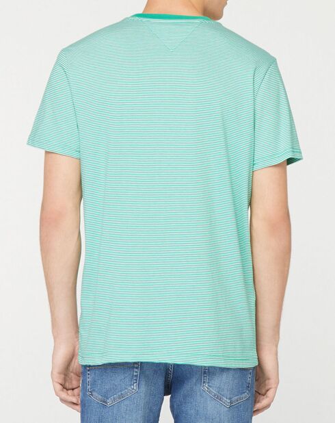 Pocket-T-Shirt aus 100% Bio-Baumwolle mit feinen grün/weißen Streifen