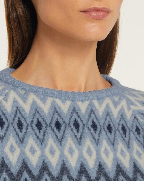 Pull en Laine mélangée Mati à imprimé jacquard bleu