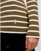 T-Shirt en Coton mélangé Turtle rayé écru/marron